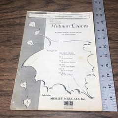 Rare 1955 Vintage AUTUMN LEAVES by Joseph Kosma Song Two Part Chorus Music Sheet