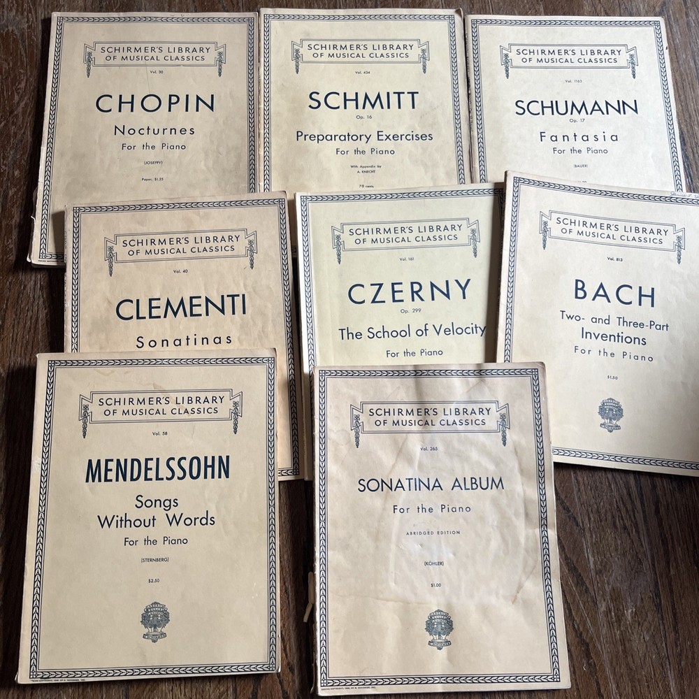 (7) Schirmer’s Library Of Musical Classics SHEET MUSIC Books PIANO Various 1939