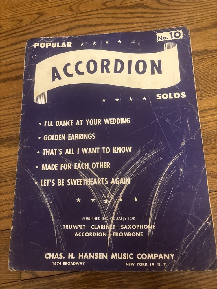 Accordion No. 10 Solos Trumpet, Clarinet, Saxophone Accordion Hansen Music Sheet