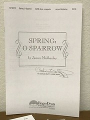 *LOT OF 15* SPRING: O SPARROW by J. Mobberley – Roger Dean – SATB Choral Octavo