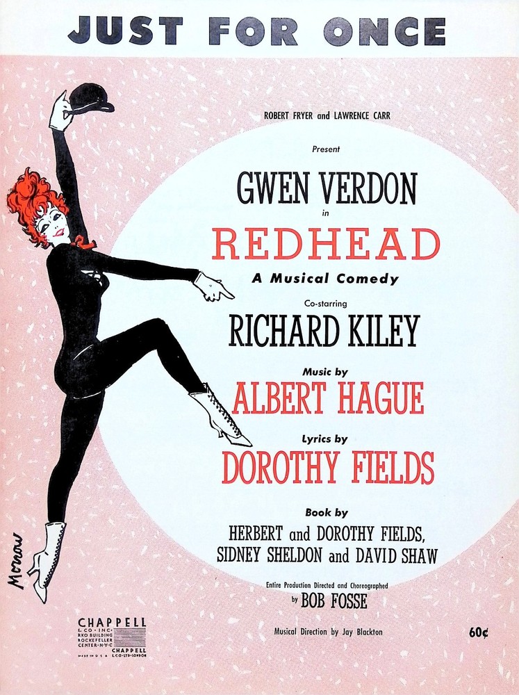 Just For Once Sheet Music Redhead 1959 Musical Murder Mystery Gwen Verdon Hague
