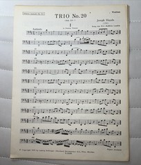 Joseph Haydn Sheet Music Piano Trio No. 20 in D Major Violin Violincello Diletto