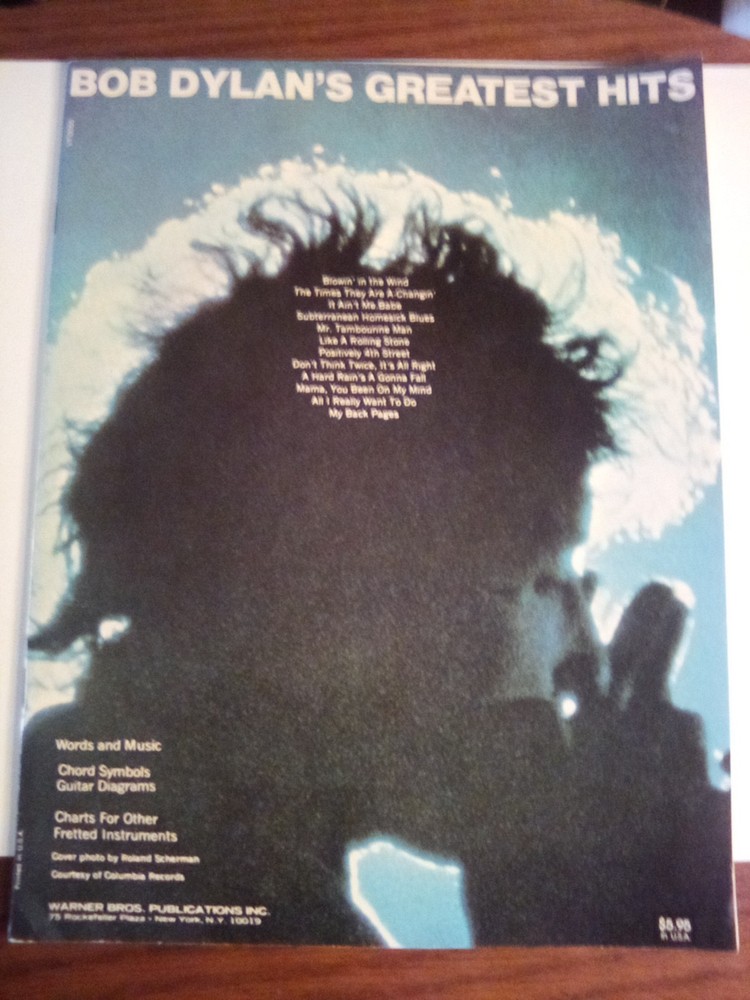 Bob Dylan&rsquo;s Greatest Hits Songbook Warner Bros. 32 pages
