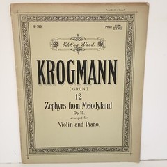 1901 Krogmann 12 Zephyrs From Melodyland Violin & Piano Sheet Music Songbook