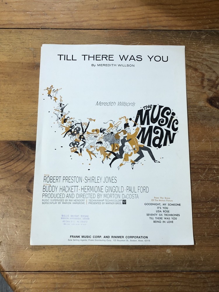 Till There was You Sheet Music The Music Man Meredith Willson Vintage 1957