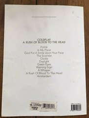 Coldplay A Rush of Blood to the Head Piano Vocal Guitar Songbook
