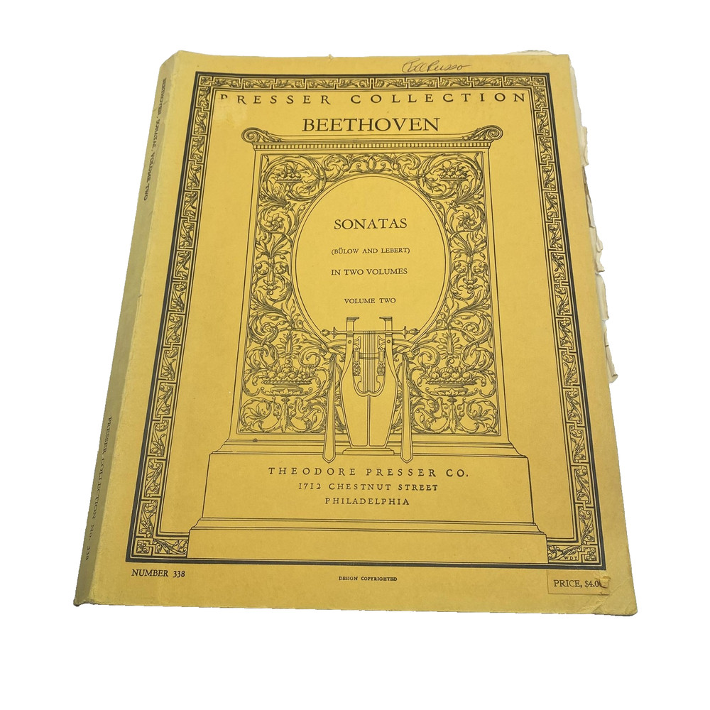 Vintage Theodore Presser Beethoven Sonatas Volume Two Piano Sheet Music Yellow