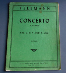 Telemann: Concerto in G major for Viola and Piano – 1956 sheet music – Intl Musi