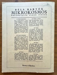 Bela Bartok Mikrokosmos Vol I Piano Solo Sheet Music Boosey Hawkes Vintage 1940