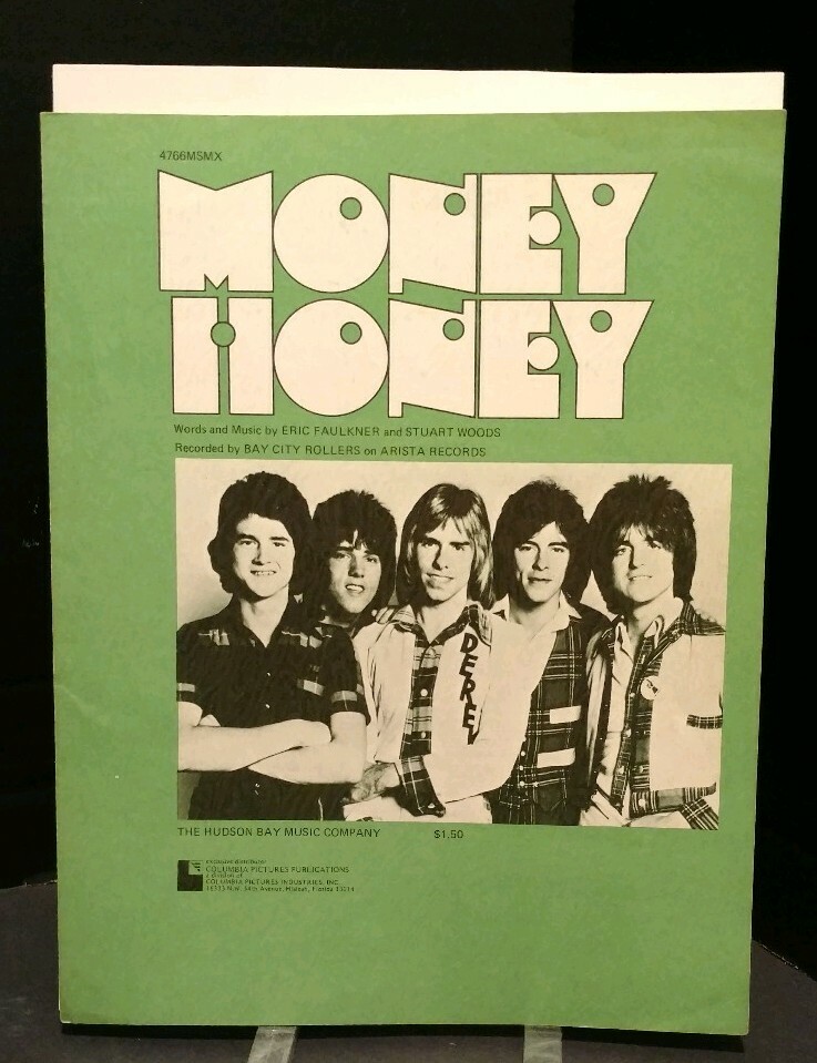 Money Honey Bay City Rollers 1976 Piano Guitar Sheet Music Cover Art F1Q