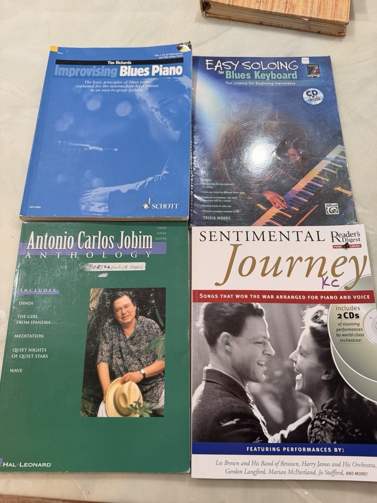 Piano Music Book Lot Jazz Blues Latin Keyboard Instruction Jobim Reader’s Digest