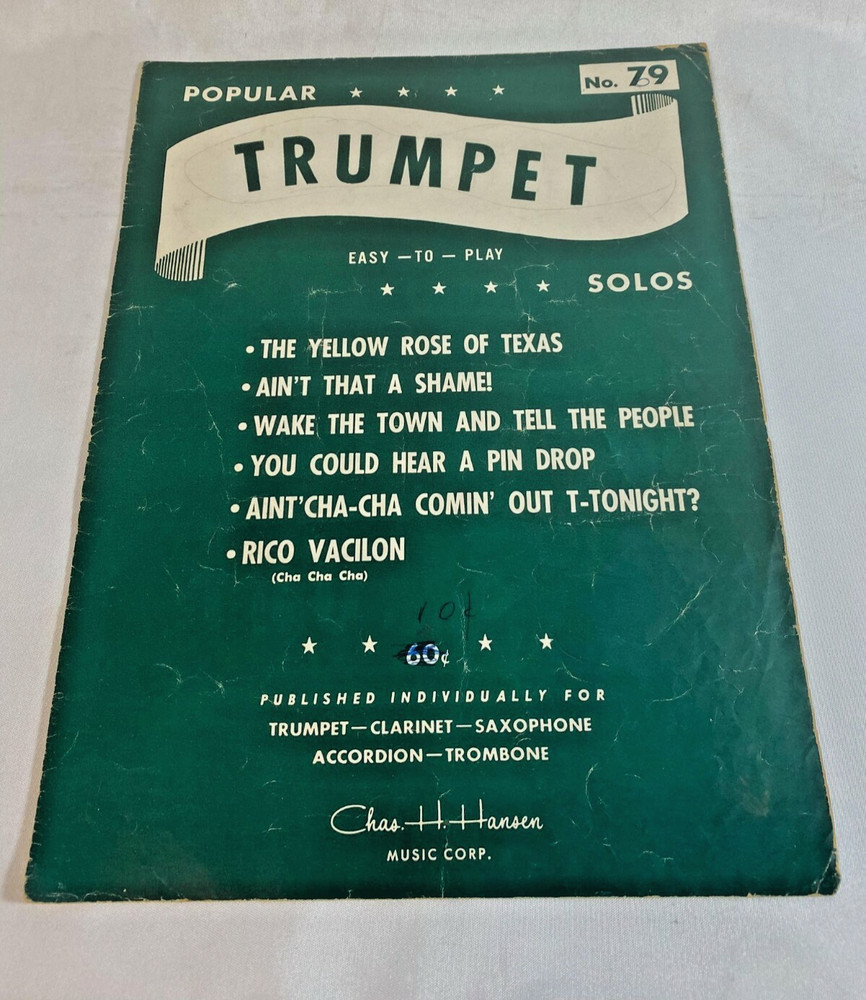 Sheet Music-Popular Trumpet Easy to Play 6 Solos #79 1955