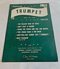 Sheet Music-Popular Trumpet Easy to Play 6 Solos #79 1955