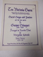 Gaspar Othmayer Ten Bicinia Sacra Sacred Song Psalms Recorder Duet Sheet Music
