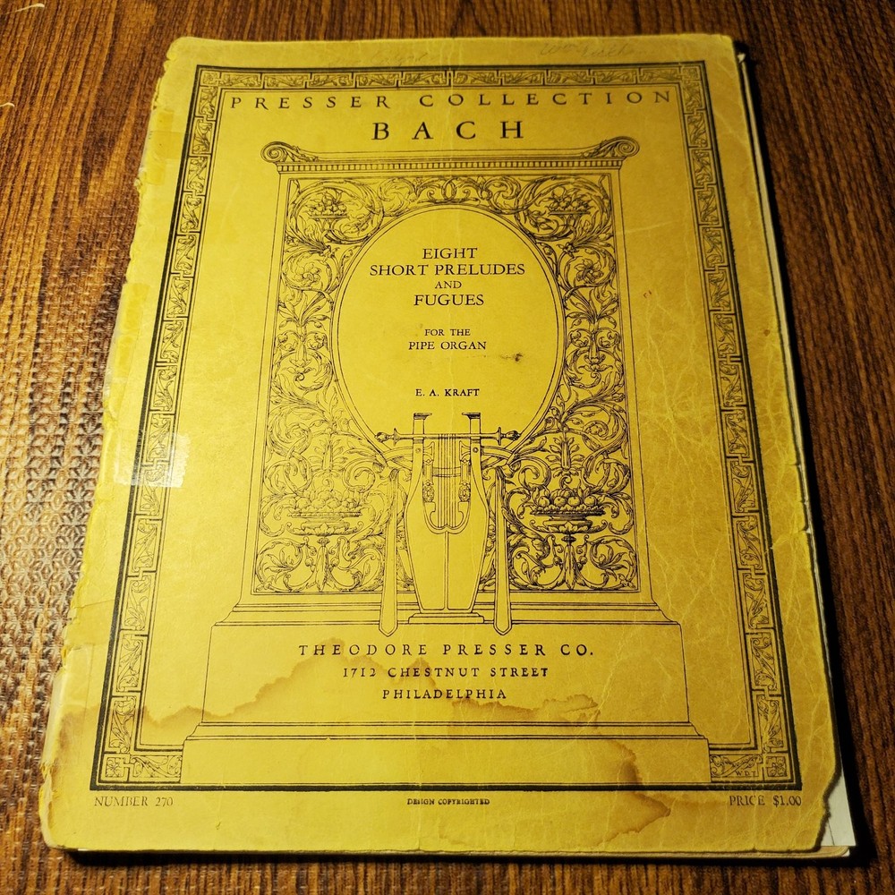 Bach Eight Short Preludes and Fugues Sheet Music Pipe Organ Theodore Presser