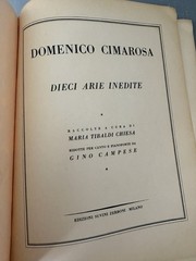 Domenico Cimarosa Dieci Arie Inedite 1940 Vocal Piano Sheet Music Italy