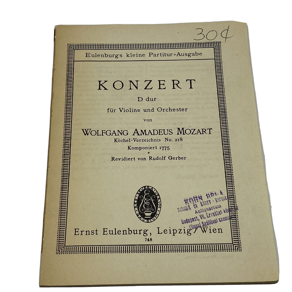 Mozart Konzert Orchester Nr 218 Violin Piano Sheet Music Concert