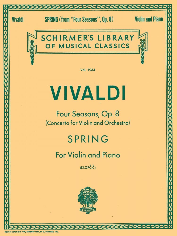 Vivaldi Spring Schirmer Violin and Piano Sheet Music NEW 050263030