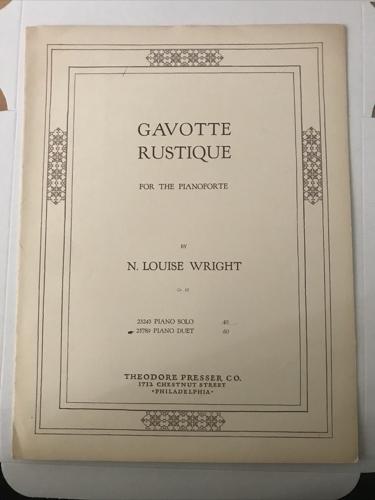 Gavotte Rustique piano duet by N. Louise Wright piano sheet music 2B