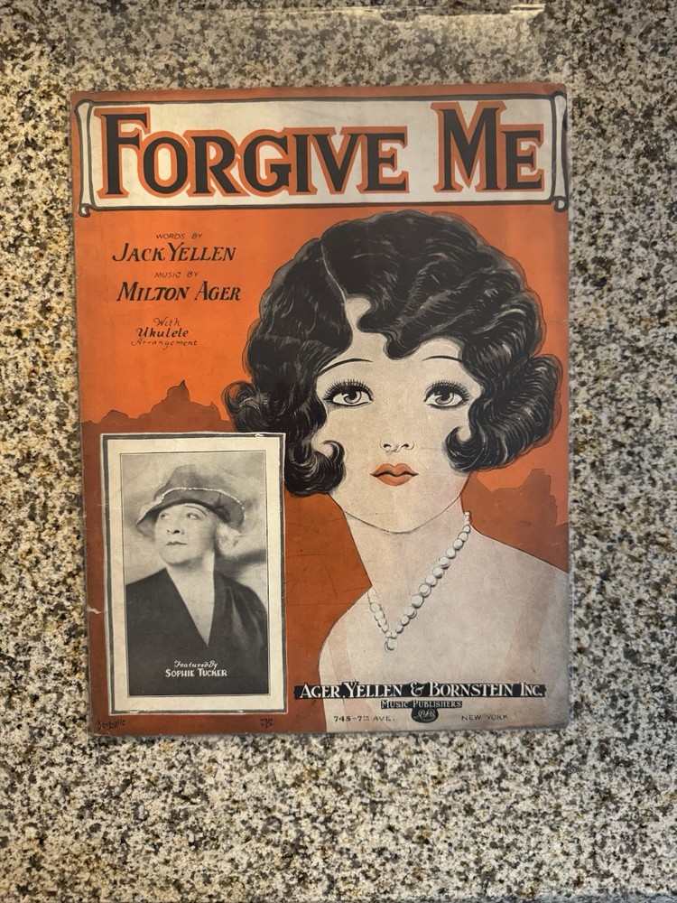 Vintage 1927 Forgive Me by Jack Yellen & Milton Ager Sheet Music Piano Ukulele