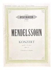 Mendelssohn Piano Concerto Op. 25 G Minor 2 Piano Edition Peters MPN 2896a