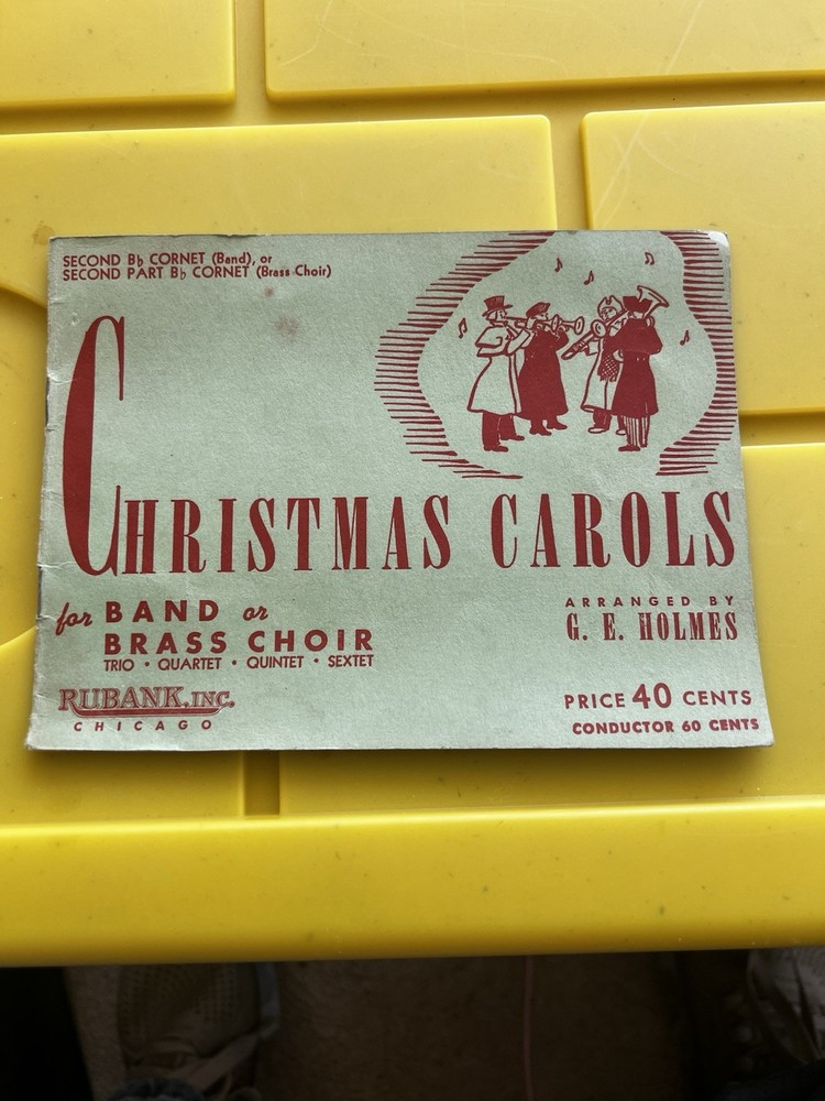 Christmas Carols Cornet Trumpet Sheet Music Band Brass Choir 3rd Part B 1941 EUC