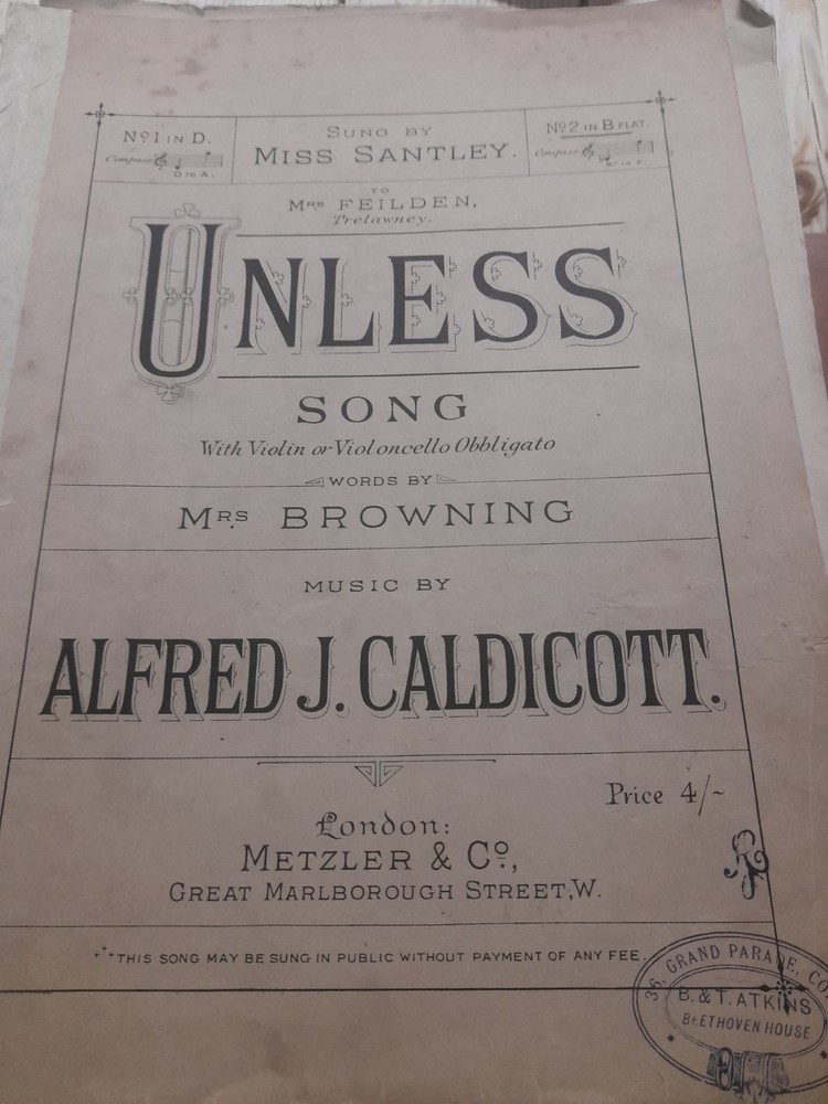 CALDICOTT AND BROWNING/ UNLESS/ VOICE PIANO AND CELLO OR VIOLIN