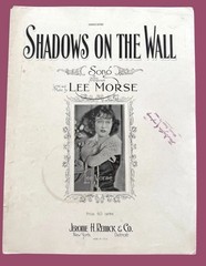 Lee Morse Shadow On The Wall Female Jazz Legend Sheet Music Remick 1926 Rare