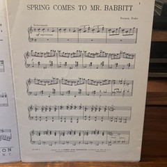 Novelty Piano Solo SPRING COMES TO MR BABBITT 1939 ROBBINS VERNON DUKE RARE