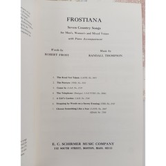Frostiana Five Country Songs Robert Frost Randall Thompson Choral Music Sheet