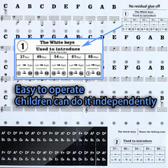 Piano Keyboard Stickers with Piano Chord Chart,For 88/61/54/49 Key,Note Letters