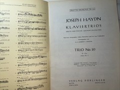 Joseph Haydn Sheet Music Piano Trio No. 20 in D Major Violin Violincello Diletto