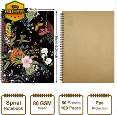 Blank Sheet Music Composition Manuscript Staff Paper Notebook 100 Pages Flora