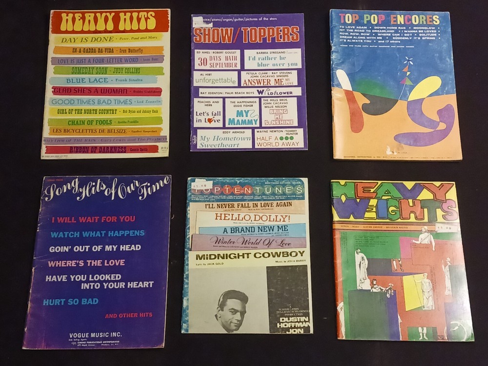 SHEET MUSIC BOOKS- Various Words, Music, Guitar, Chords, Photos, Piano Lot of 6