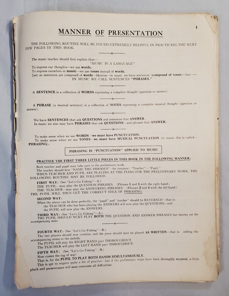 Mystery Piano Lesson Beginner Songbook for Children Sheet Music Vintage No Cover
