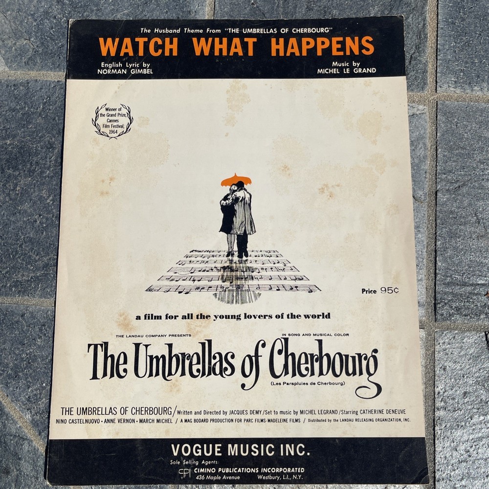 WATCH WHAT HAPPENS from UMBRELLAS OF CHERBOURG sheet music Michel Le Grand 1965