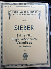 Schirmer Library Vol. 115 SIEBER 36 8-Measure Vocalises For Baritone Mint