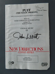Puff (the Magic Dragon) 1994 sheet music- SATB Vocal & Piano, String Bass, Percu