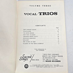 Vocal Trios Volume Three Sacred Songs Sheet Music Book Treble Choir 1966 Vintage