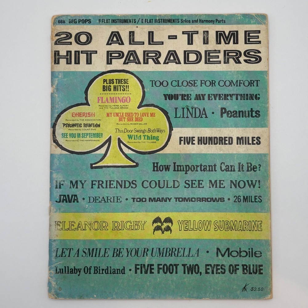 Vintage 1966 20 All-Time Hit Paraders Sheet Music Book 66B Beatles Troggs Pop
