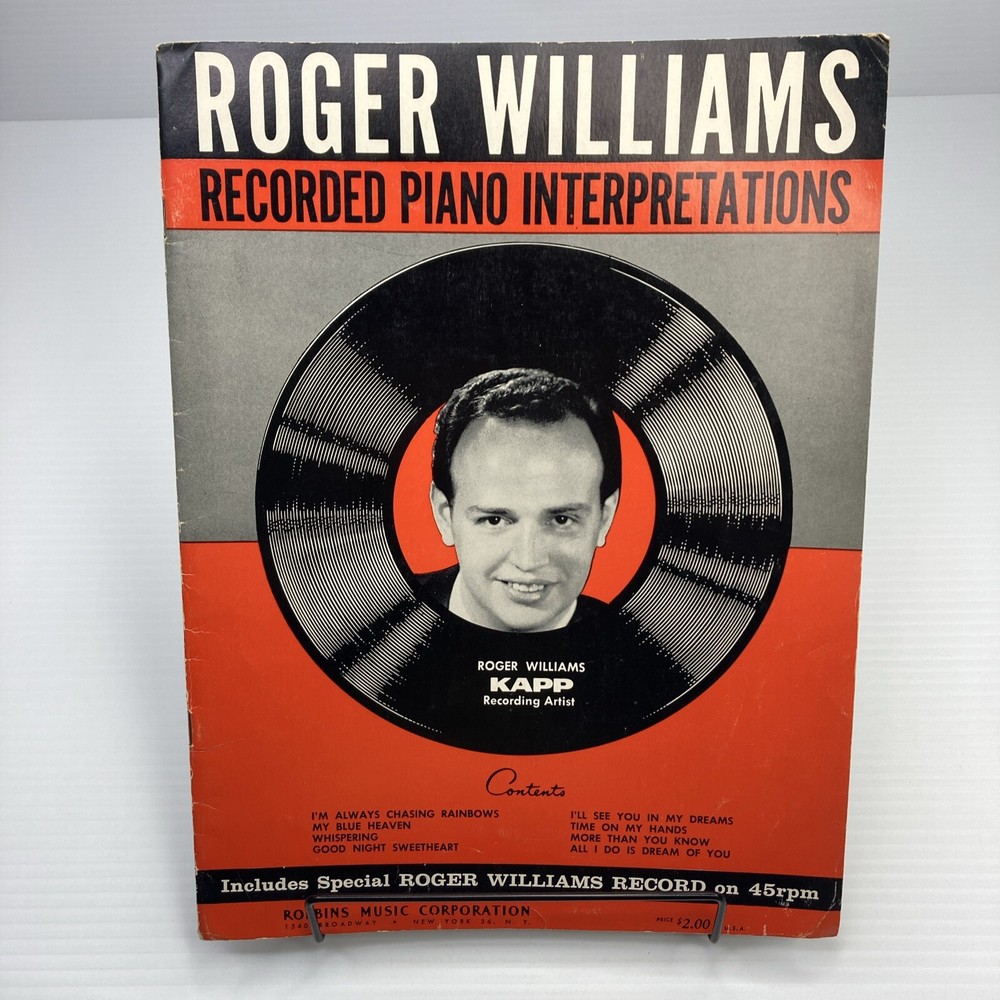 Roger Williams Recorded Piano Interpretations Songbook 1962 Robbins Music Co.
