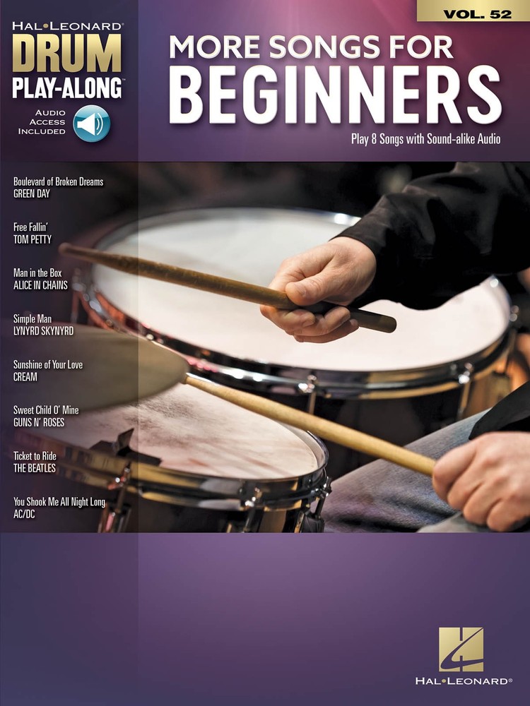 More Songs for Beginners Drum Play-Along Vol 52 Sheet Music Book Online Audio