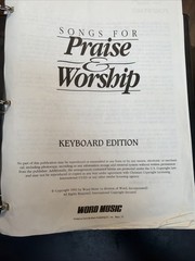 Songs For Praise And Worship | Keyboard Edition | Word Music 3 Ring 1992 Binder