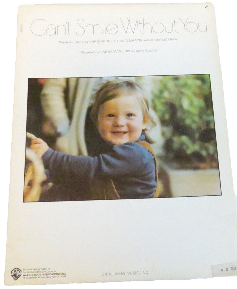 Can&rsquo;t Smile Without You Sheet Music Barry Manilow 1978 Chris Arnold
