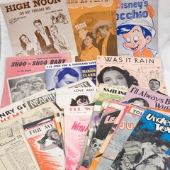Sheet Music, Lot of 43 Songs from Movies, 1920s to 1950s, High Noon, Pinocchio +