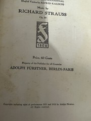 Official Libretto rosenkavelier Music New York 1946s