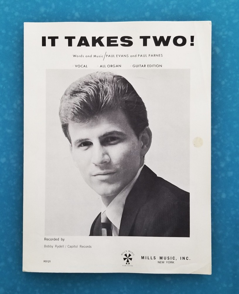 It Takes Two 1965 BOBBY RYDELL On Capitol ORGAN/GUITAR Sheet Music!