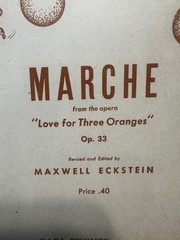 Prokofieff Marche from Opera Love for Three Oranges Piano Voice Sheet Music 1943