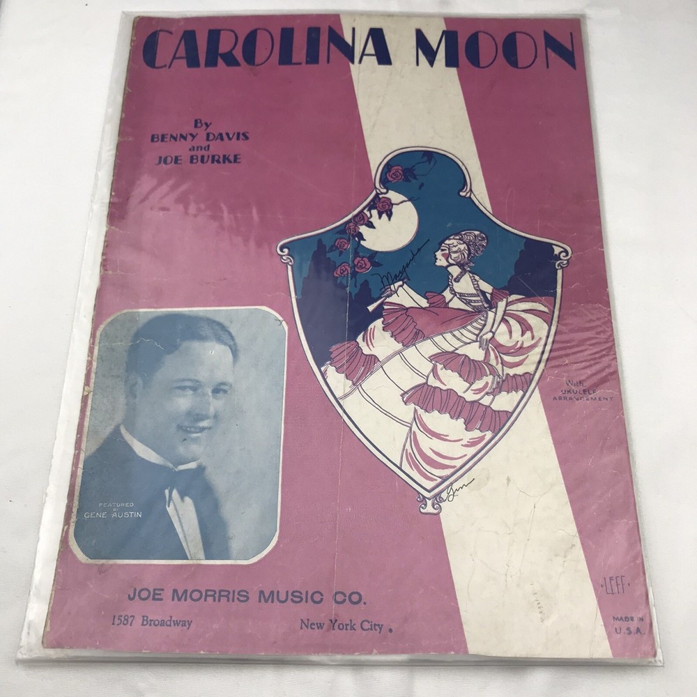Carolina Moon Gene Austin Vintage Sheet Music New York USA Broadway