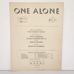 Vintage 1926 One Alone Sheet Music from the Operetta The Desert Song